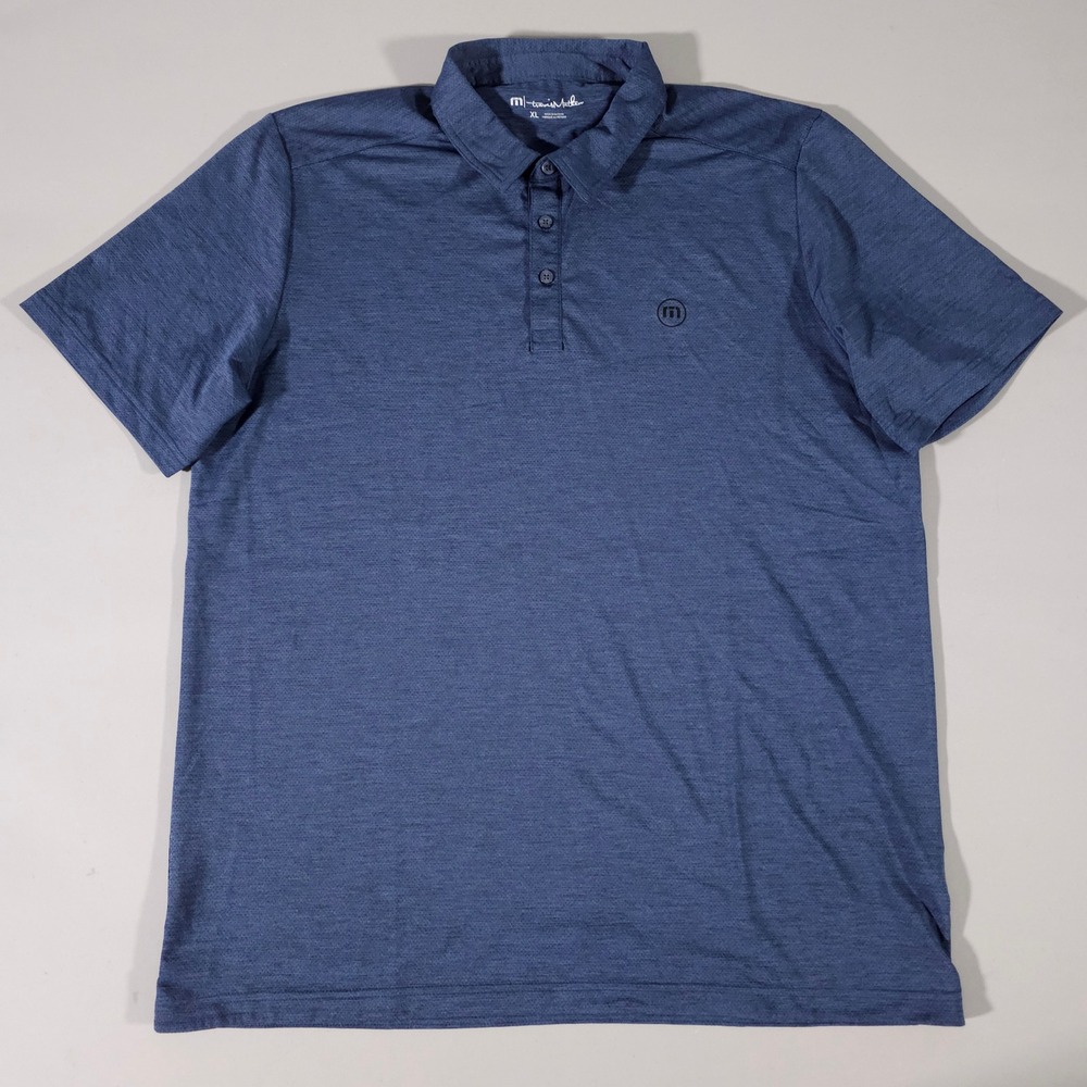 Travis Mathew Polo Shirt Mens XL Blue Short Sleeve Performance Golf Top